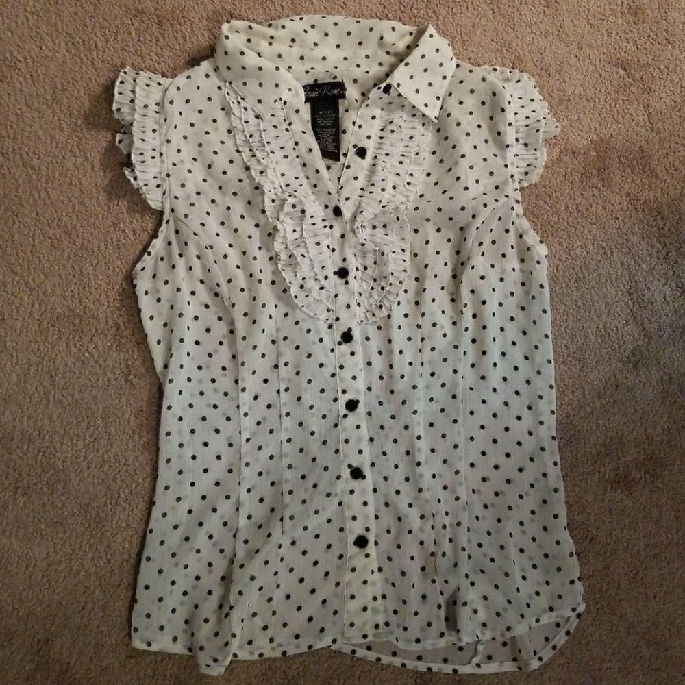 Ruffled polka dot blouse